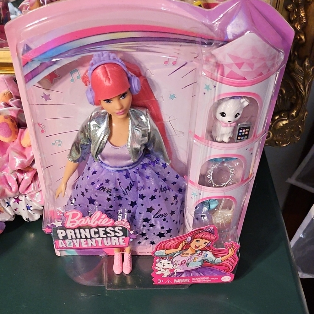 Barbie Princess Adventure Doll with Pink Hair and Silver Jacket. Retired